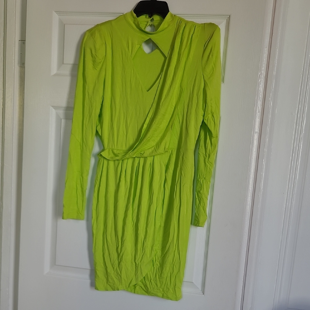 Bar III Neon Green Mini Dress